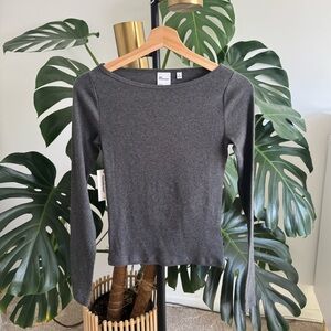 NWT Aritzia Homestretch Rib Boatneck Long Sleeve Tee